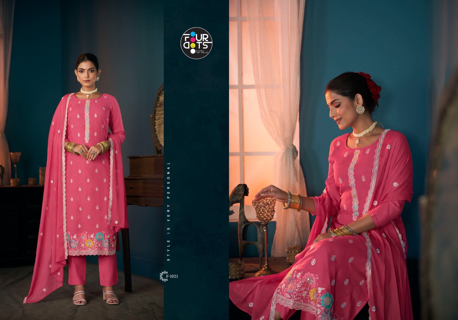 FOURDOTS Keshvi Wholesale Heavy Work Muslin Salwar Suit Collection - Image 5