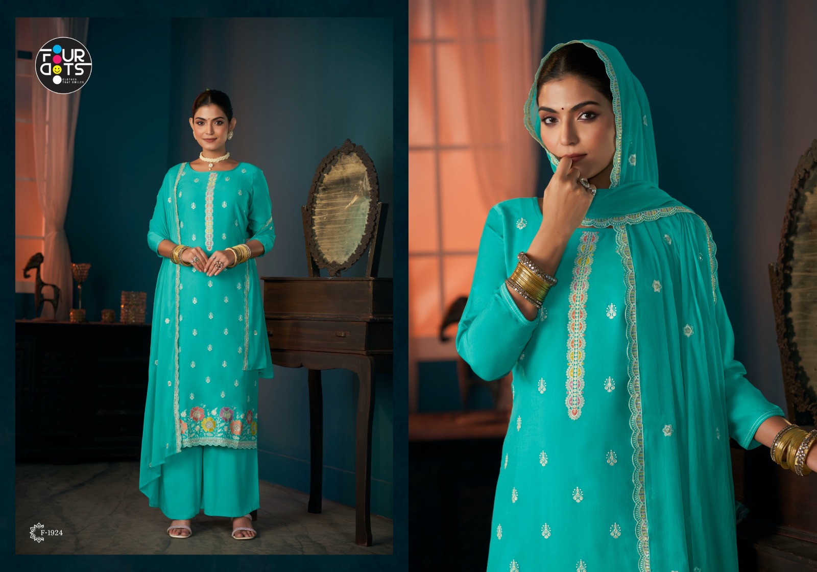 FOURDOTS Keshvi Wholesale Heavy Work Muslin Salwar Suit Collection - Image 2