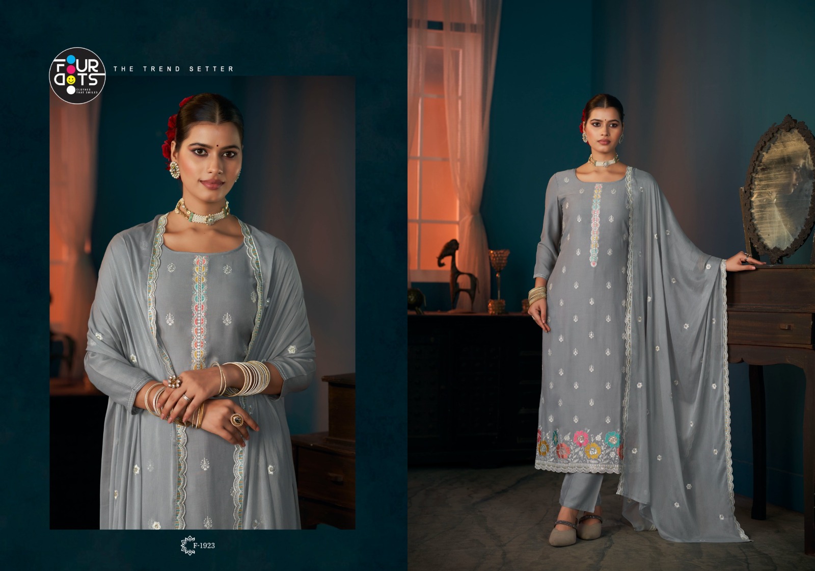 FOURDOTS Keshvi Wholesale Heavy Work Muslin Salwar Suit Collection - Image 3