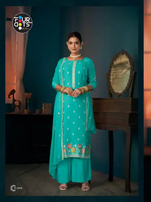 FOURDOTS Keshvi Wholesale Heavy Work Muslin Salwar Suit Collection