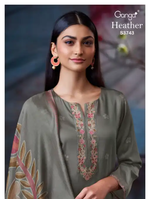 Ganga Heather 3743 Wholesale Premium Cotton Satin Salwar Kameez