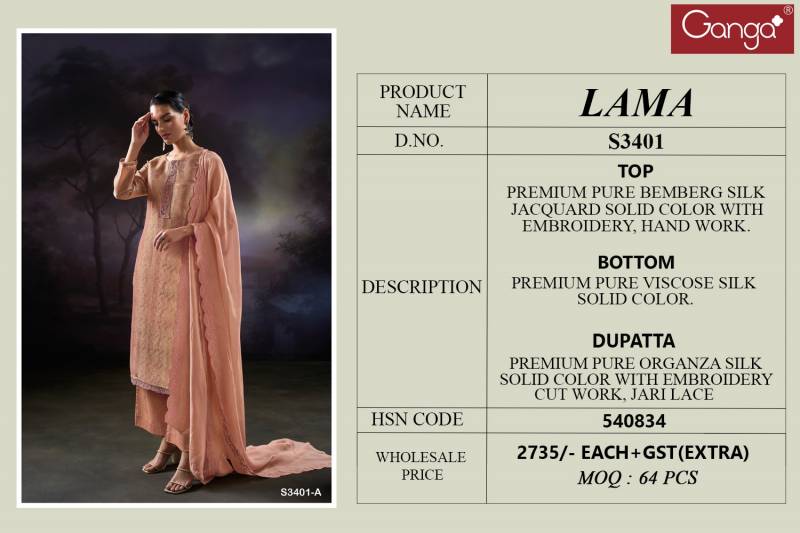 Ganga Lama Wholesale Pure Silk Designer Salwar Kameez Collection - Image 5