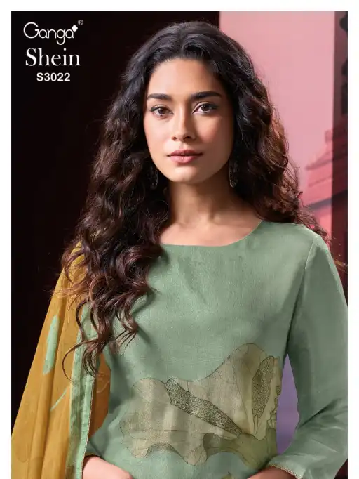 Ganga Shein 3022 Bemberg Silk Salwar Kameez Wholesale Catalog