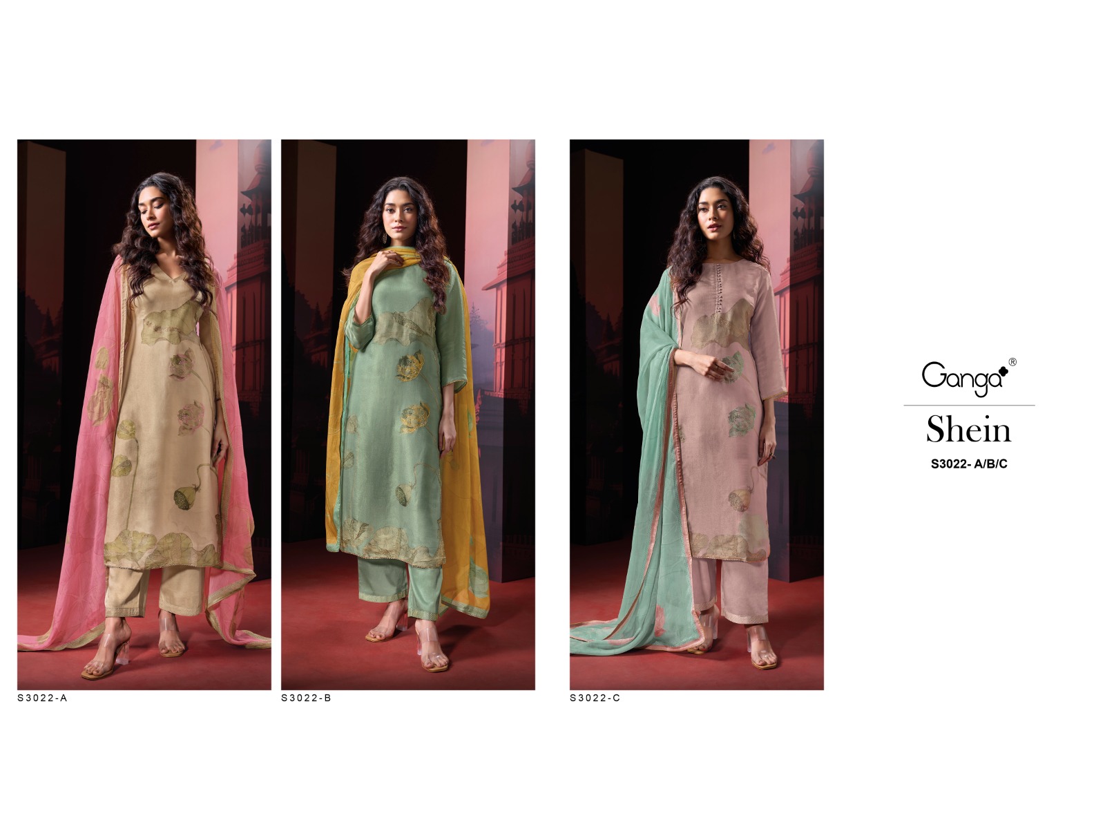 Ganga Shein 3022 Bemberg Silk Salwar Kameez Wholesale Catalog - Image 6