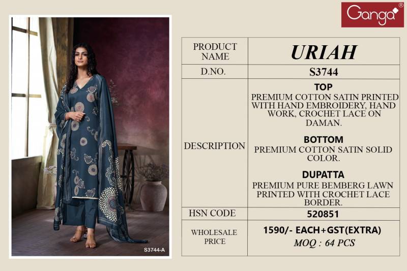 Ganga Uriah Wholesale Cotton Satin Salwar Kameez Collection - Image 6