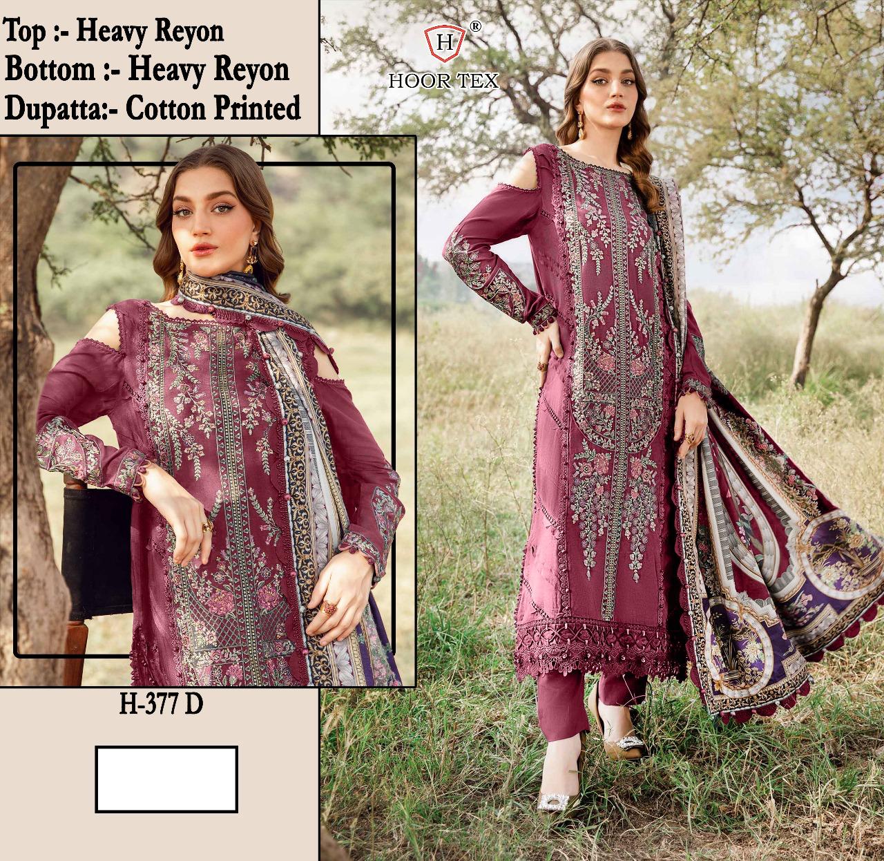 Hoor Tex H-377 A to D Wholesale Heavy Rayon Pakistani Salwar Kameez - Image 4