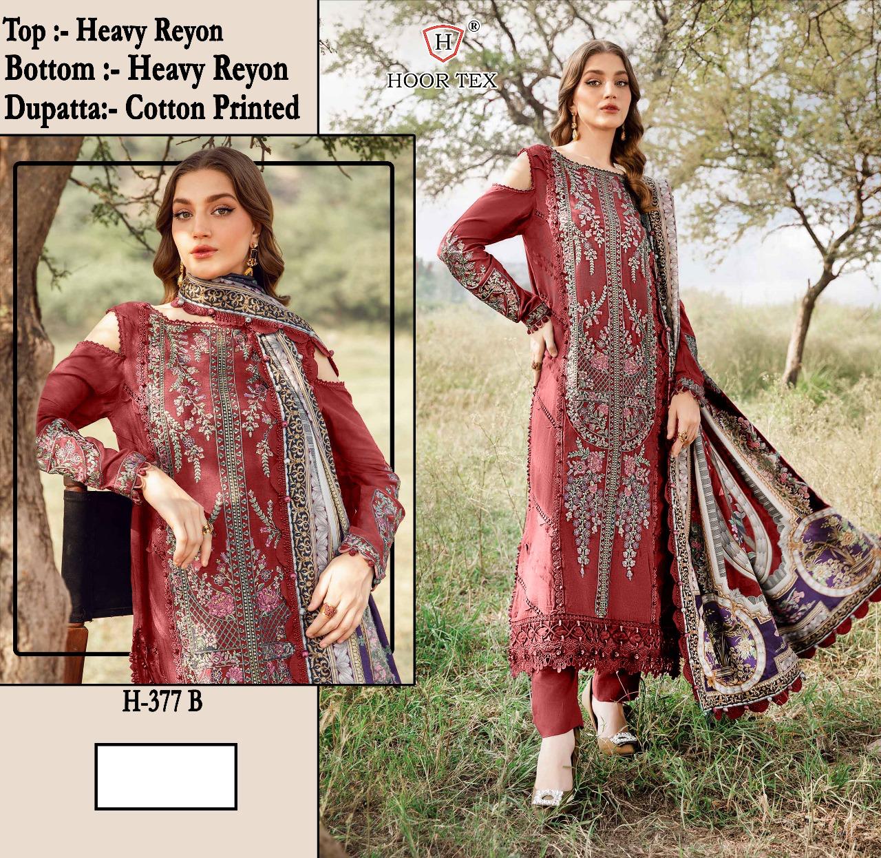 Hoor Tex H-377 A to D Wholesale Heavy Rayon Pakistani Salwar Kameez - Image 5