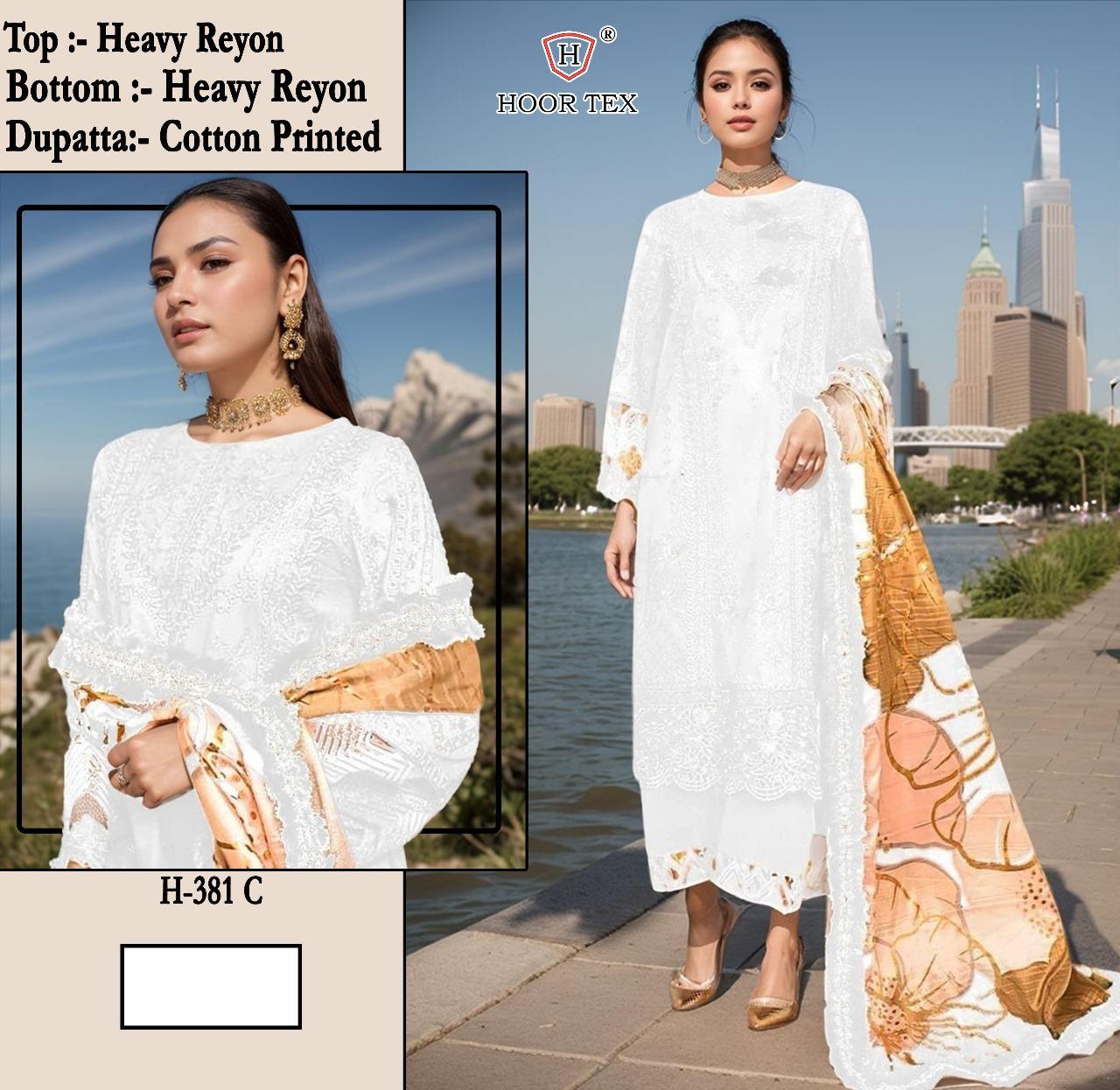 Hoor Tex H-381 A to D Wholesale Rayon Pakistani Salwar Suit Catalog - Image 2