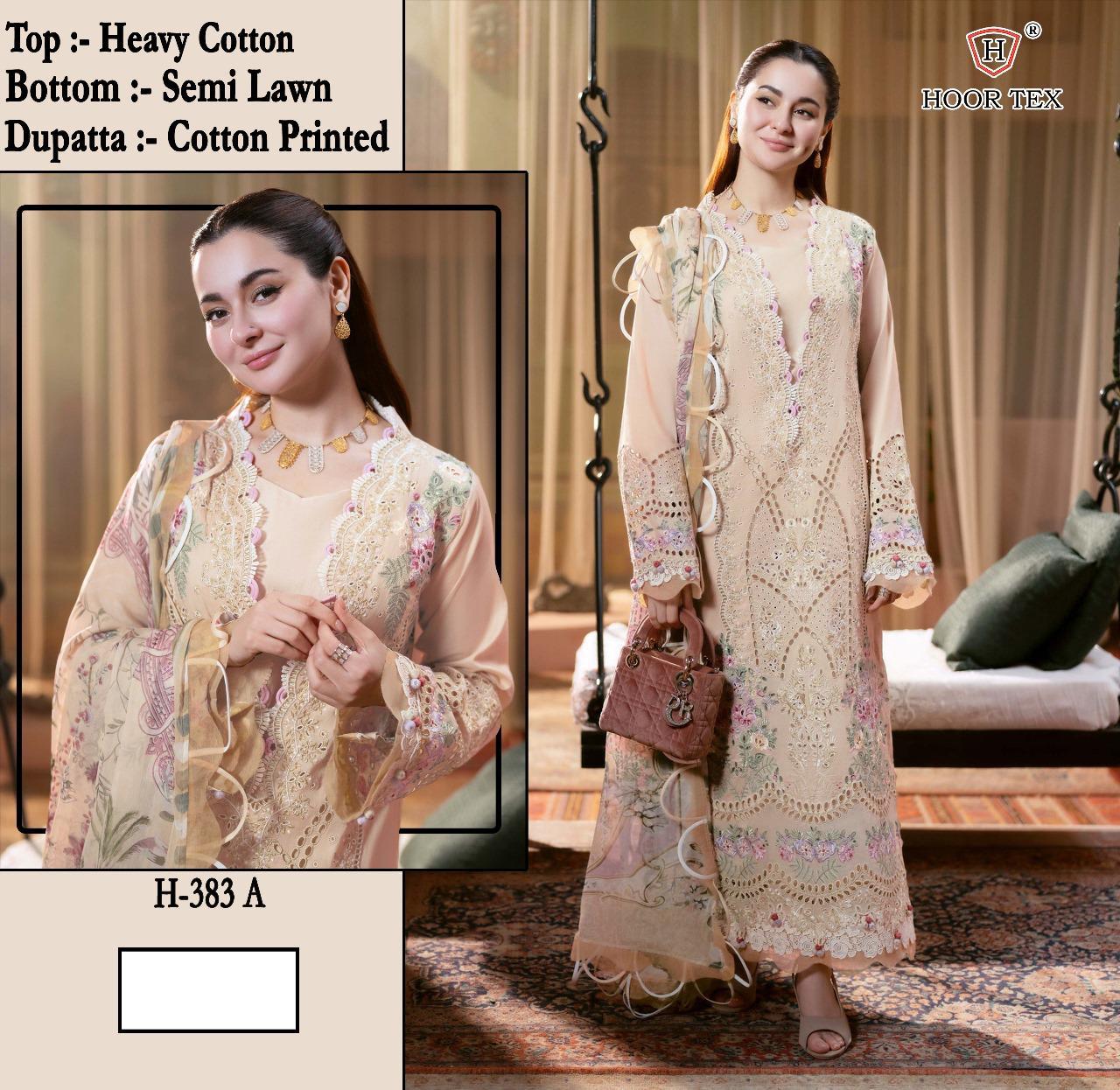 Hoor Tex H-383 A/B Wholesale Cotton Pakistani Suit Catalog - Image 3