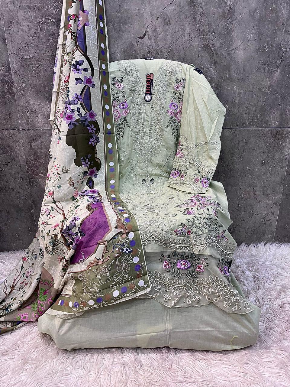 Hoor Tex H-383 A/B Wholesale Cotton Pakistani Suit Catalog - Image 2