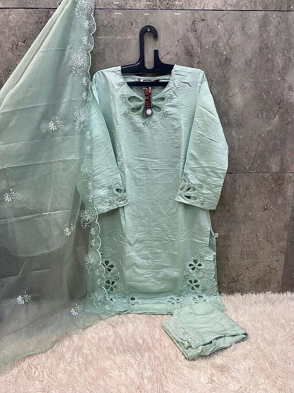 Hoor Tex HF-201 Wholesale Viscous Silk Readymade Pakistani Suit - Image 6