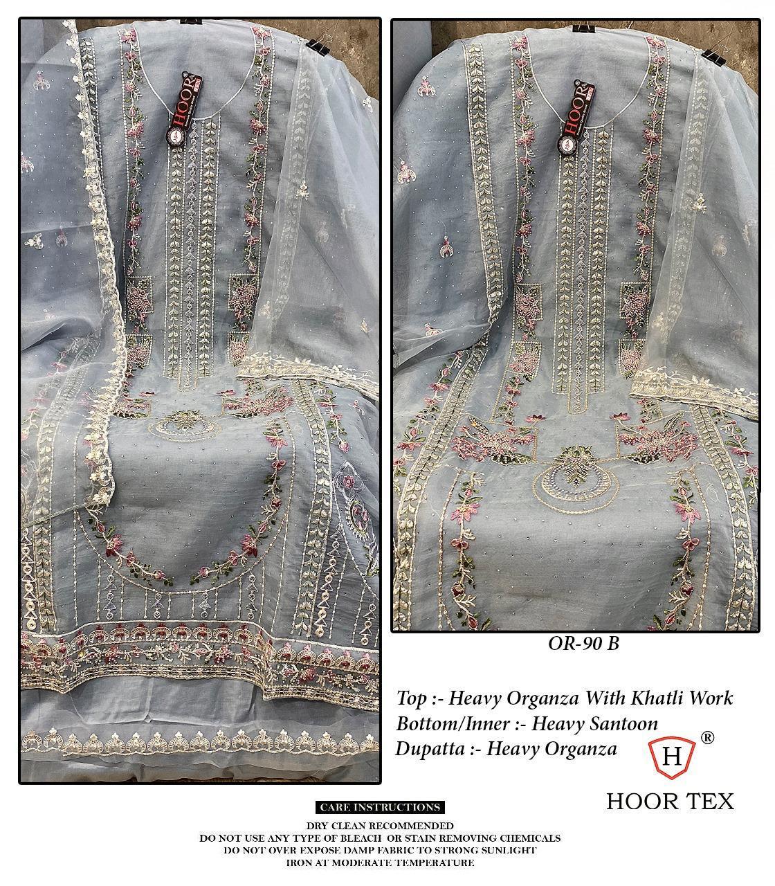Hoor Tex OR-90 A to D Wholesale Organza Pakistani Salwar Kameez Collection - Image 9
