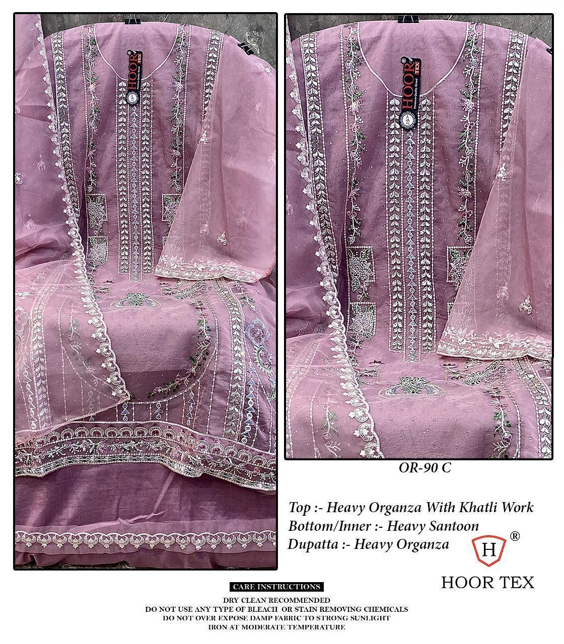 Hoor Tex OR-90 A to D Wholesale Organza Pakistani Salwar Kameez Collection - Image 2
