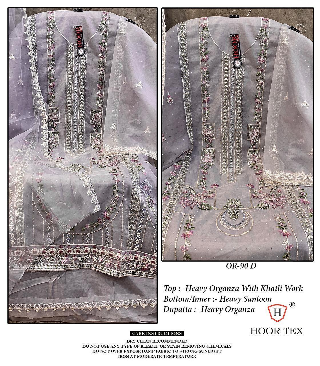 Hoor Tex OR-90 A to D Wholesale Organza Pakistani Salwar Kameez Collection - Image 3
