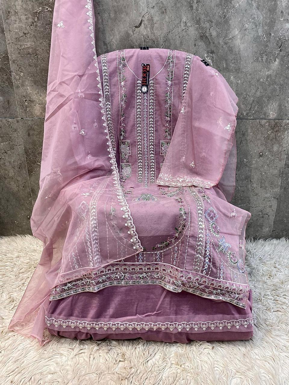 Hoor Tex OR-90 A to D Wholesale Organza Pakistani Salwar Kameez Collection - Image 4