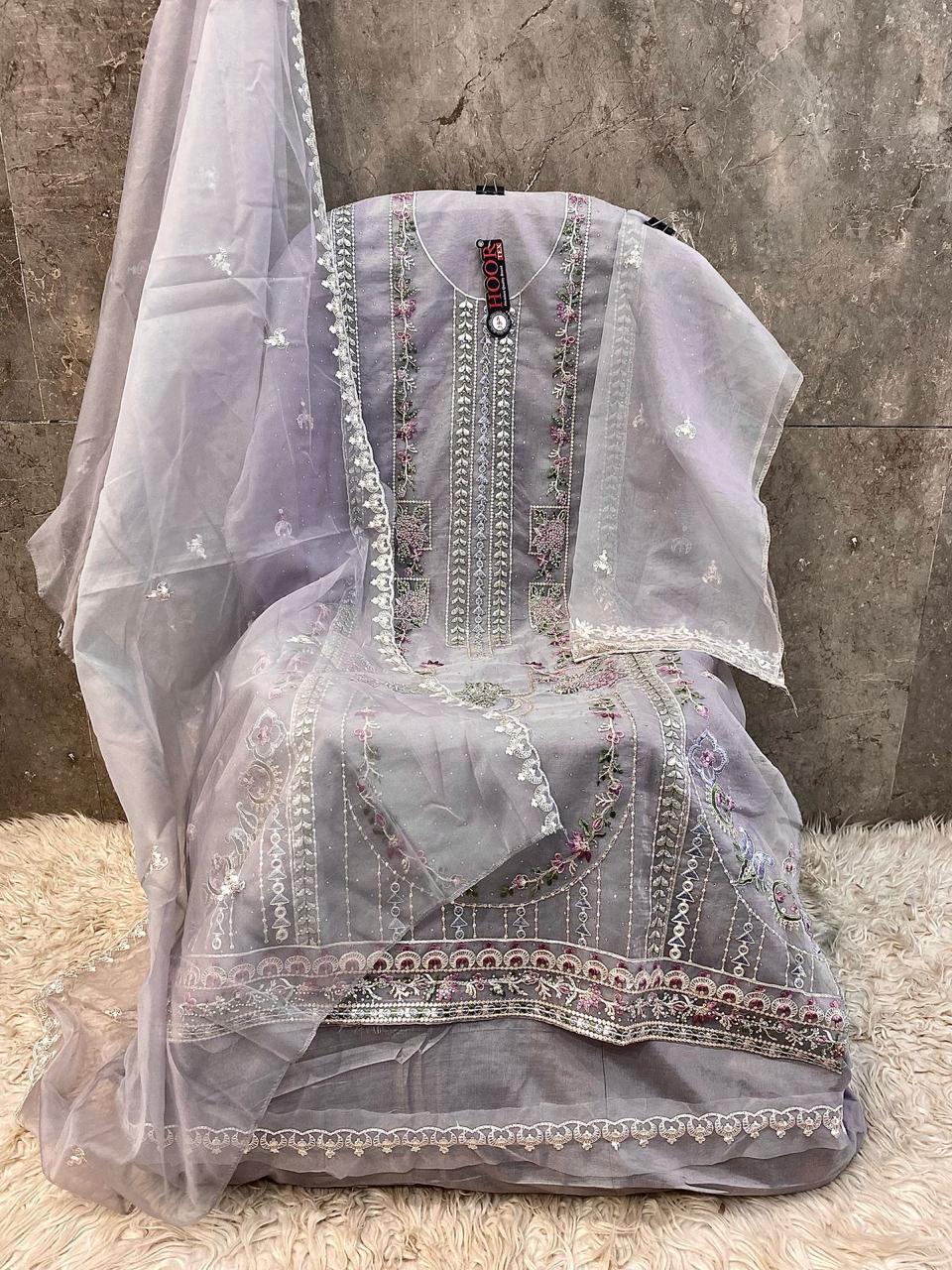 Hoor Tex OR-90 A to D Wholesale Organza Pakistani Salwar Kameez Collection - Image 5