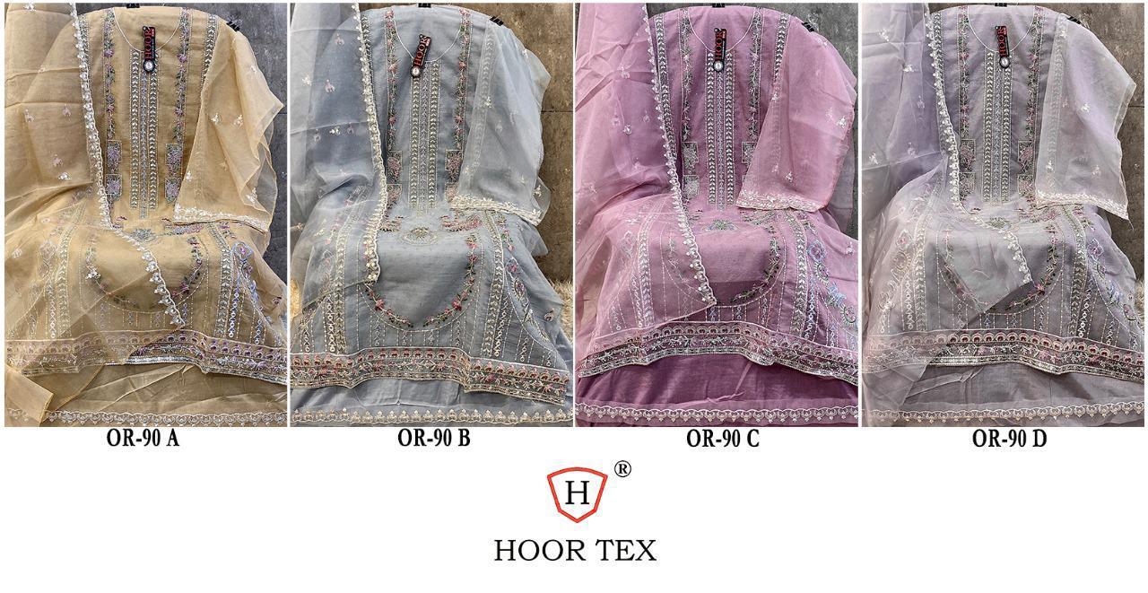 Hoor Tex OR-90 A to D Wholesale Organza Pakistani Salwar Kameez Collection - Image 10