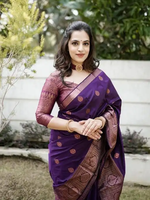 KP-R 128 Wholesale Jacquard Soft Lichi Silk Saree Collection