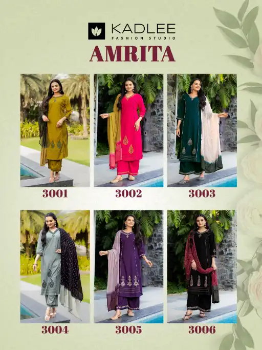 Kadlee Amrita Wholesale Rayon Slub Kurti With Bottom Dupatta - Image 8