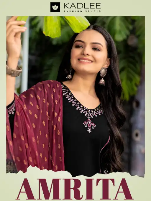 Kadlee Amrita Wholesale Rayon Slub Kurti With Bottom Dupatta