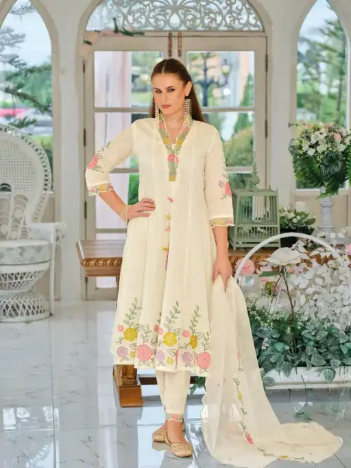 Kailee Satrangi Wholesale Chanderi Kurti Bottom With Dupatta Collection - Image 3