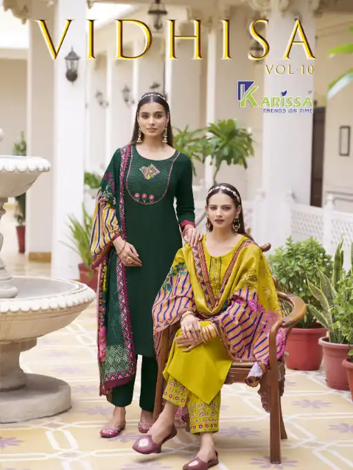 Karissa Vidisha Vol-10 Wholesale Rayon Kurti With Bottom Dupatta