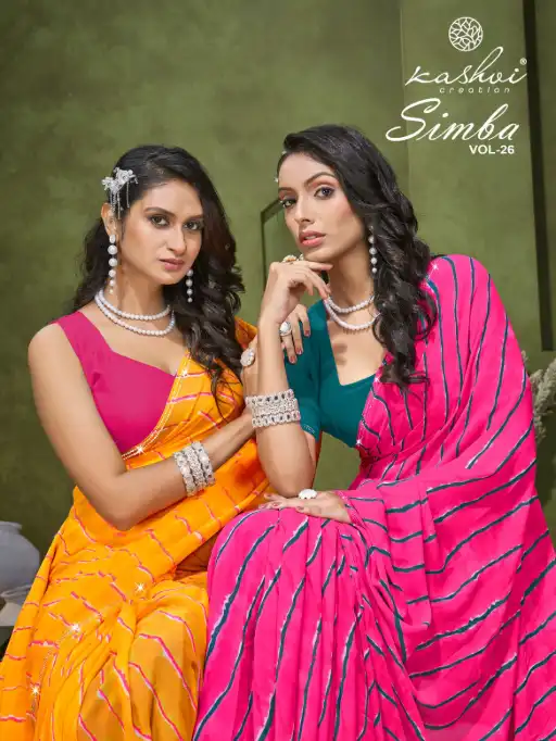 Kashvi Creation Simba Vol 26 Wholesale Georgette Leheriya Saree Catalog