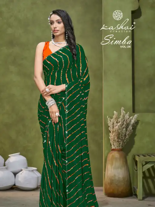 Kashvi Creation Simba Vol 26 Wholesale Georgette Leheriya Saree Catalog - Image 2
