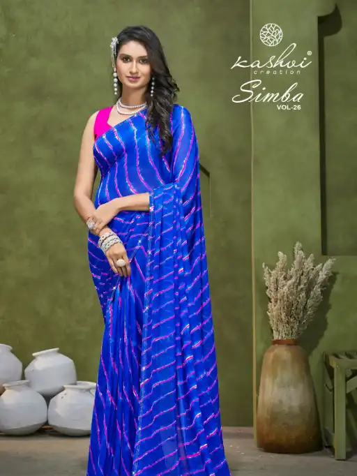 Kashvi Creation Simba Vol 26 Wholesale Georgette Leheriya Saree Catalog - Image 3