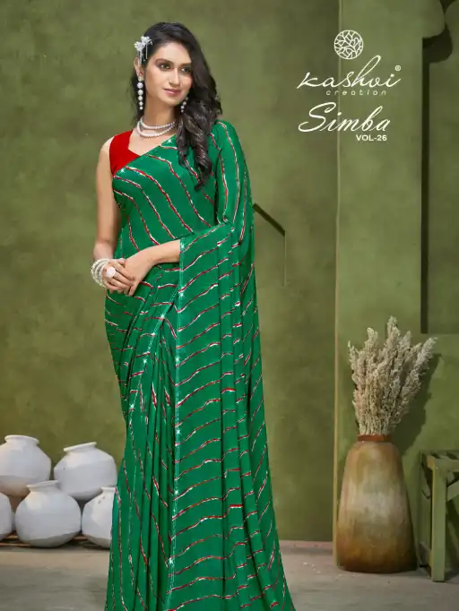 Kashvi Creation Simba Vol 26 Wholesale Georgette Leheriya Saree Catalog - Image 4