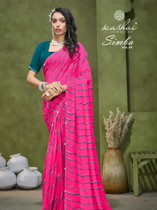 Kashvi Creation Simba Vol 26 Wholesale Georgette Leheriya Saree Catalog - Image 5