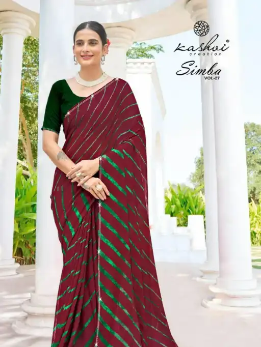 Kashvi Simba Vol 27 Georgette Lehariya Print Saree Wholesale Collection - Image 4