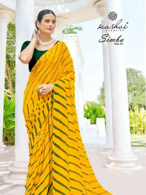 Kashvi Simba Vol 27 Georgette Lehariya Print Saree Wholesale Collection - Image 5