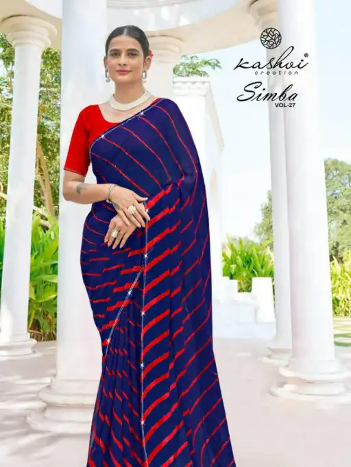 Kashvi Simba Vol 27 Georgette Lehariya Print Saree Wholesale Collection - Image 8