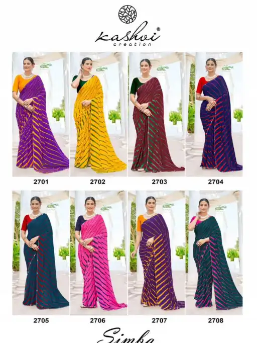 Kashvi Simba Vol 27 Georgette Lehariya Print Saree Wholesale Collection - Image 9