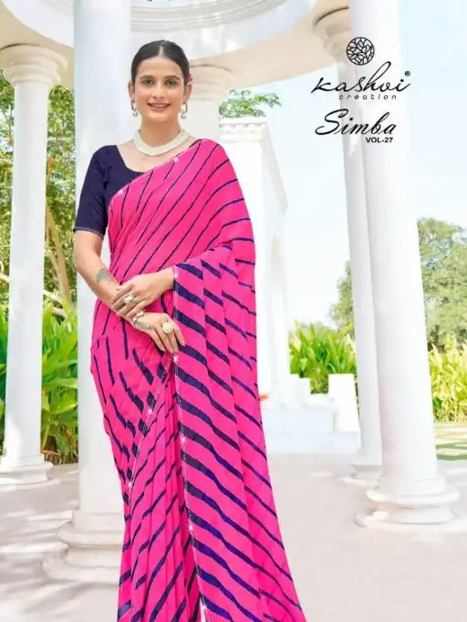 Kashvi Simba Vol 27 Georgette Lehariya Print Saree Wholesale Collection - Image 2