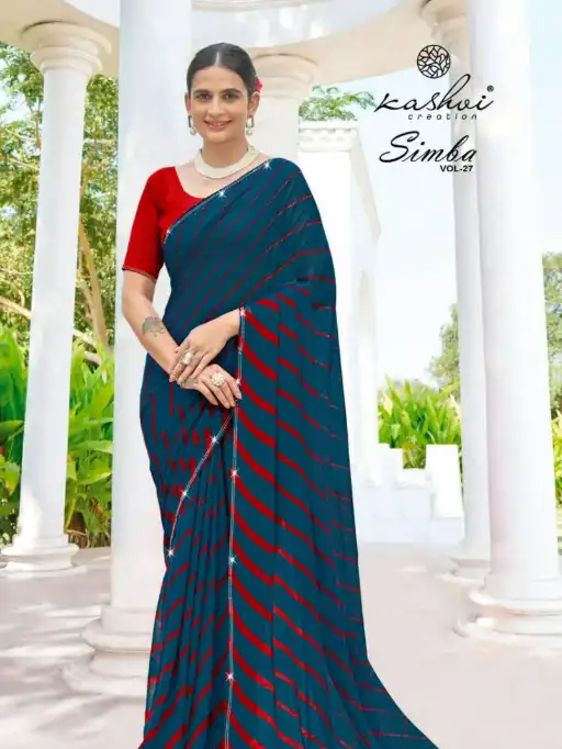 Kashvi Simba Vol 27 Georgette Lehariya Print Saree Wholesale Collection - Image 3