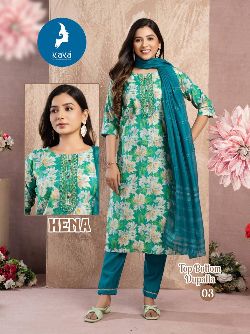 Kaya Hena Wholesale Fancy Kurti With Bottom Dupatta Collection - Image 7