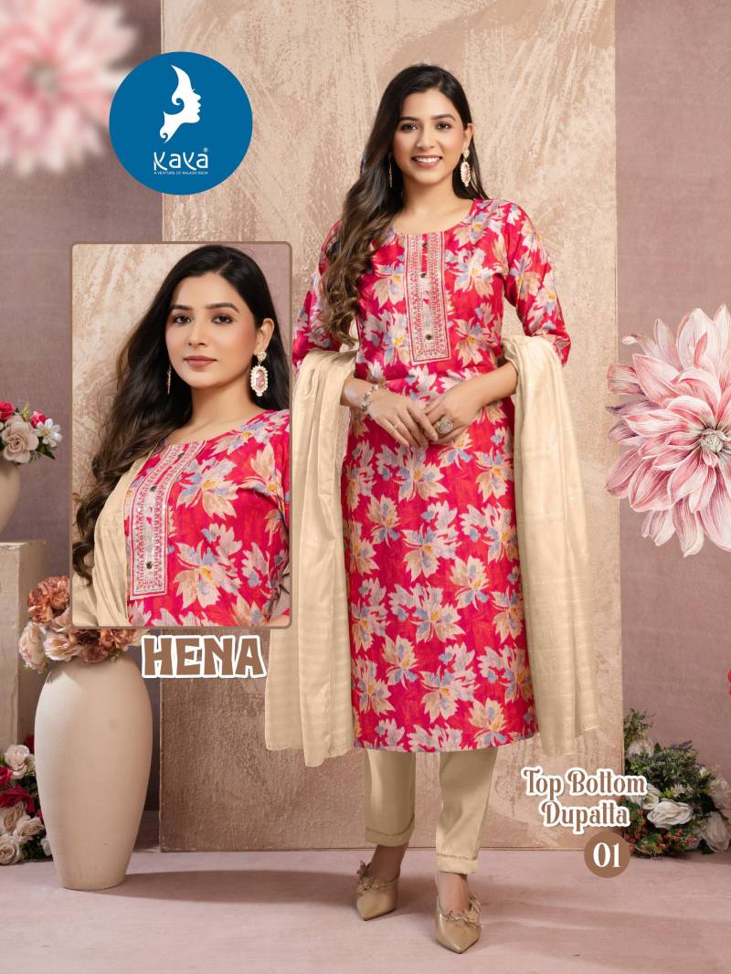 Kaya Hena Wholesale Fancy Kurti With Bottom Dupatta Collection - Image 4
