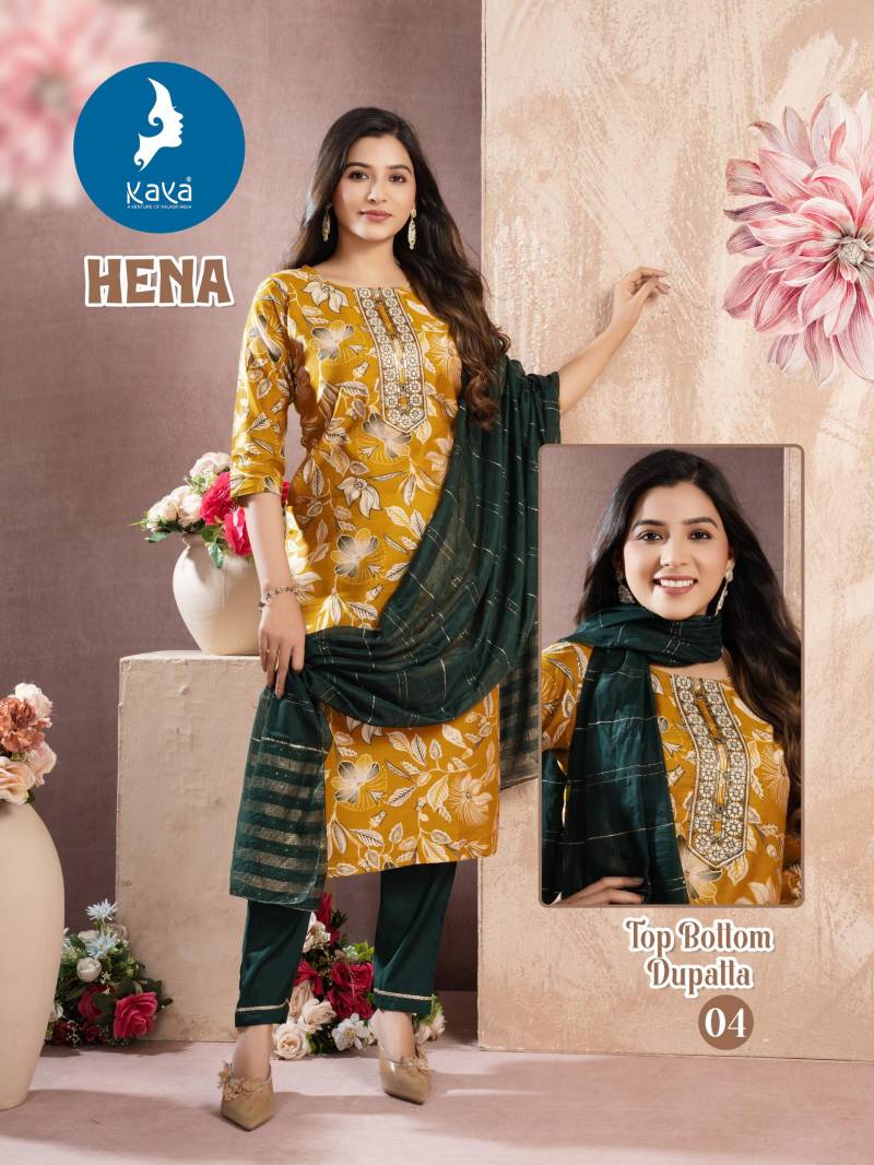 Kaya Hena Wholesale Fancy Kurti With Bottom Dupatta Collection - Image 6