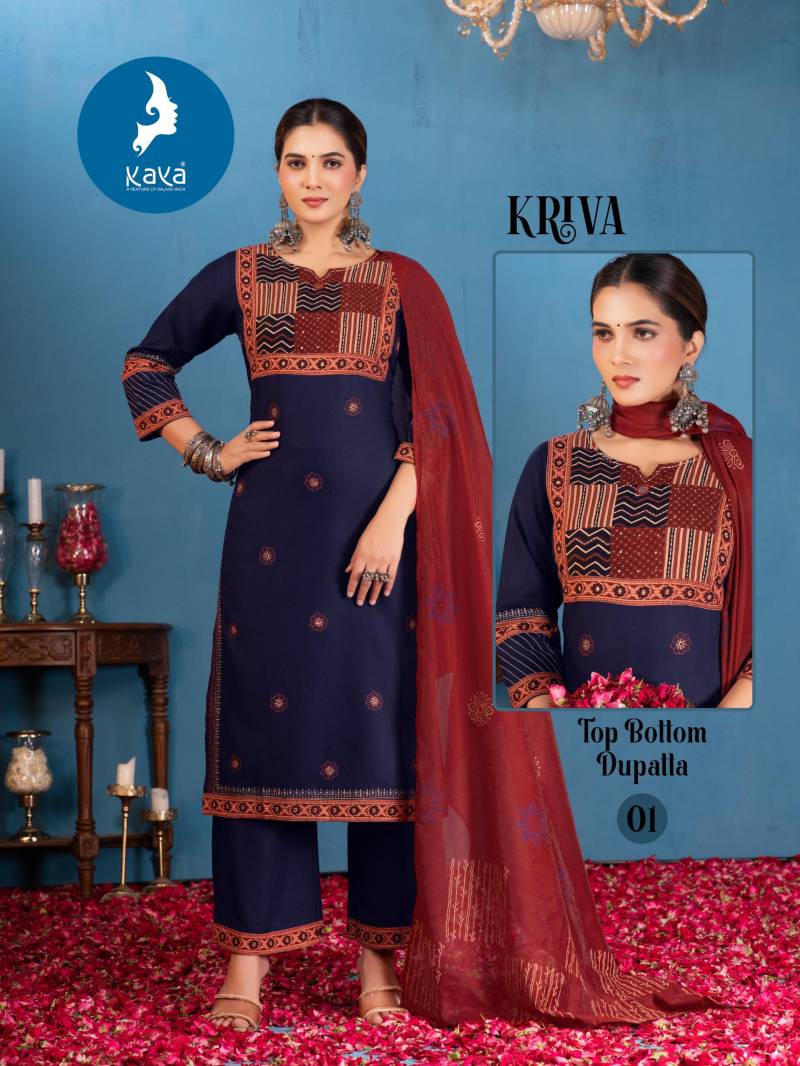 Kaya Kriva Wholesale Chanderi Rayon Kurti With Bottom Dupatta