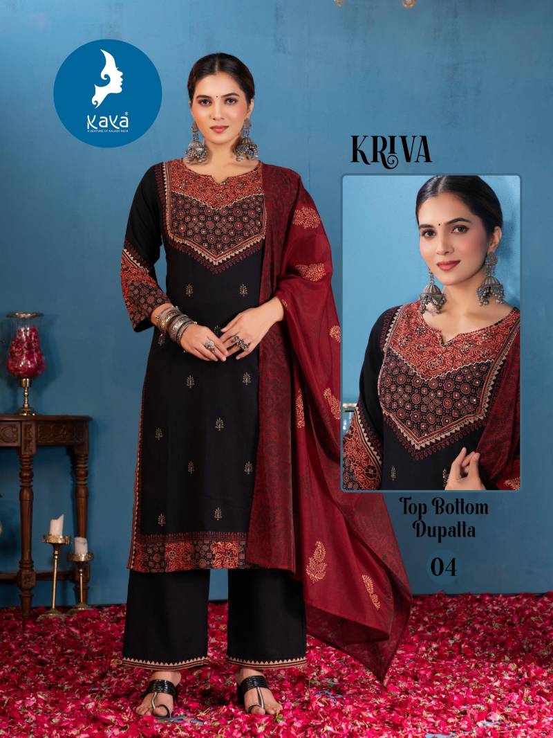 Kaya Kriva Wholesale Chanderi Rayon Kurti With Bottom Dupatta - Image 2