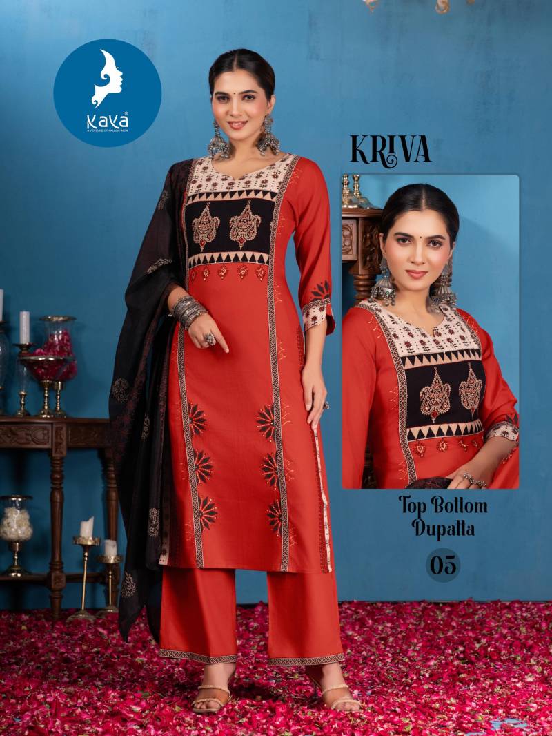 Kaya Kriva Wholesale Chanderi Rayon Kurti With Bottom Dupatta - Image 3