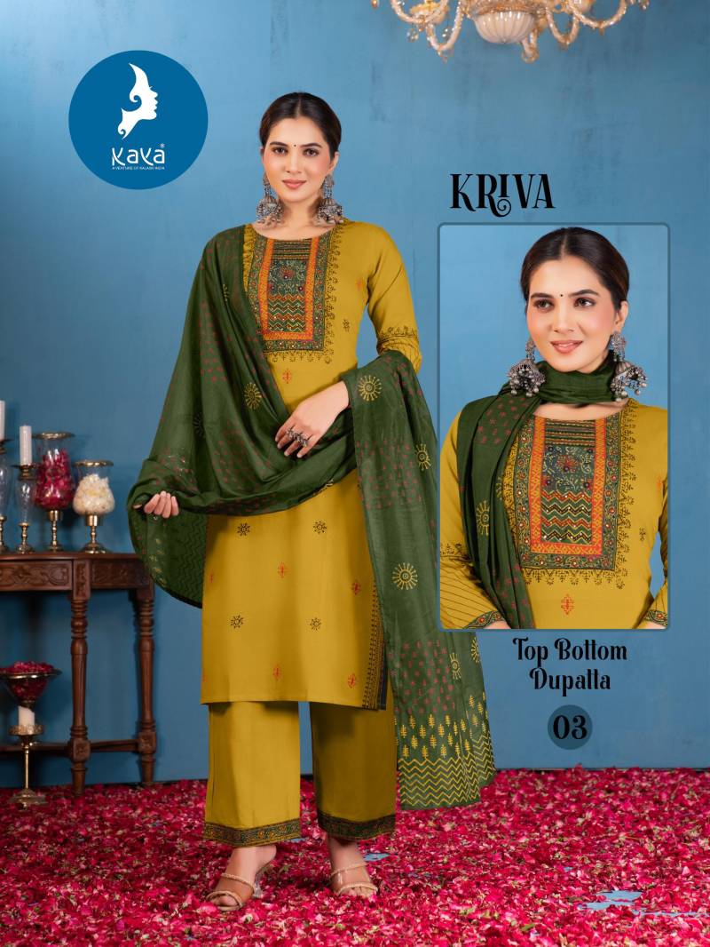 Kaya Kriva Wholesale Chanderi Rayon Kurti With Bottom Dupatta - Image 4