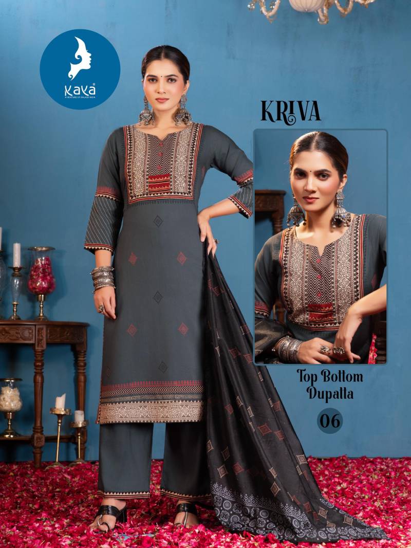 Kaya Kriva Wholesale Chanderi Rayon Kurti With Bottom Dupatta - Image 5