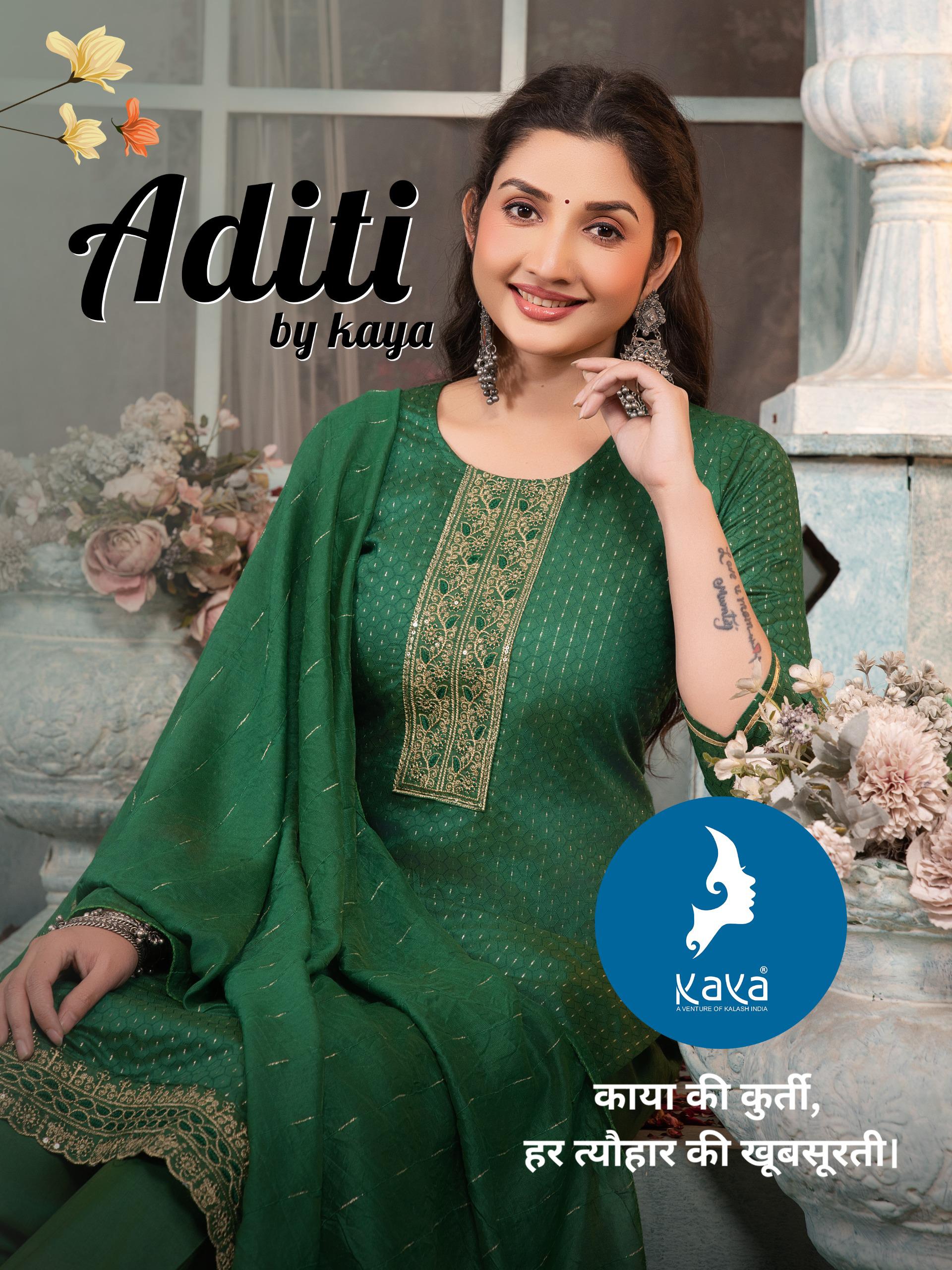 Kaya Kurti Aditi Wholesale Straight Kurti With Bottom Dupatta Collection