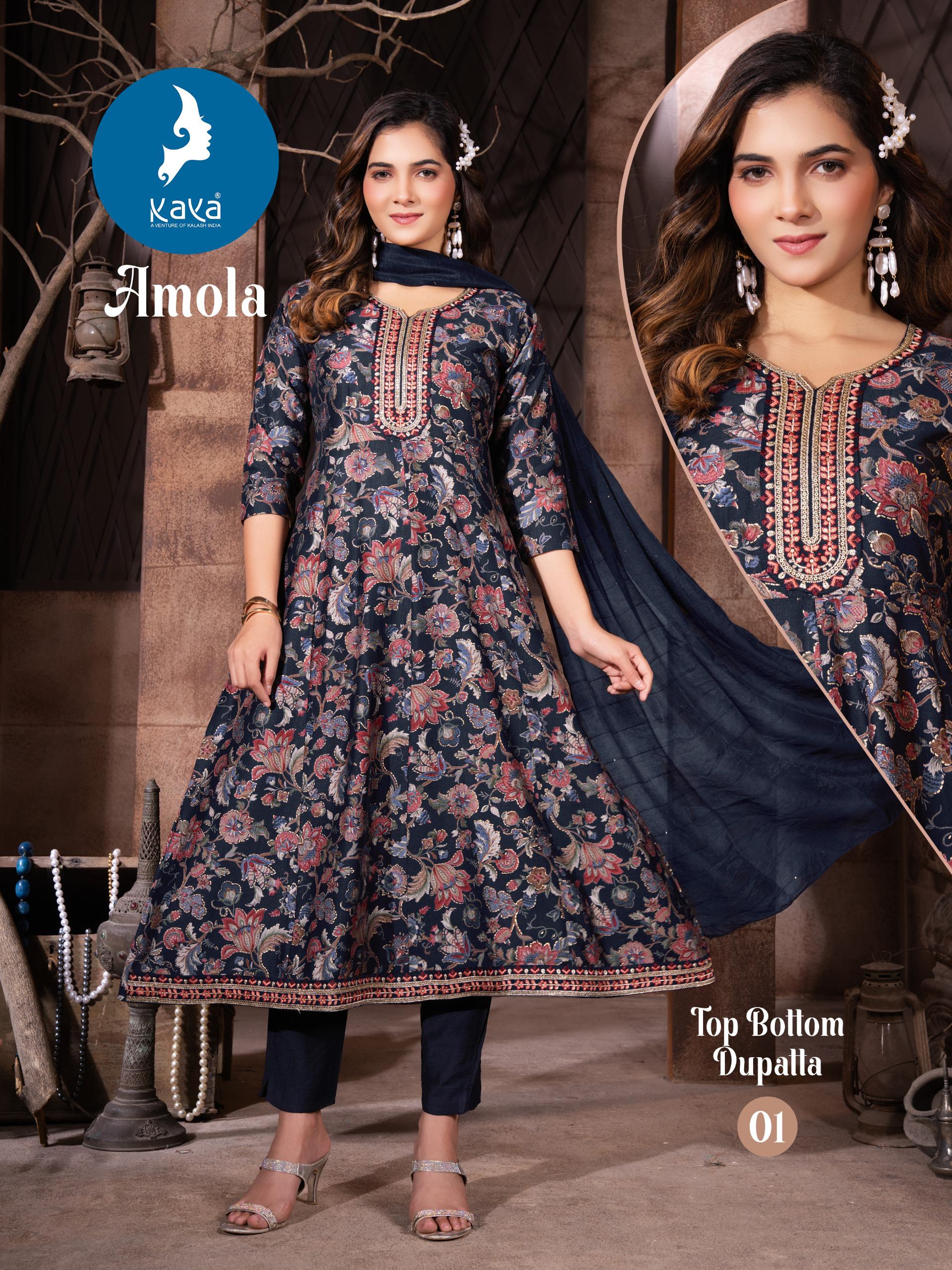 Kaya Kurti Amola Wholesale Anarkali Kurti With Bottom Dupatta Catalog - Image 2
