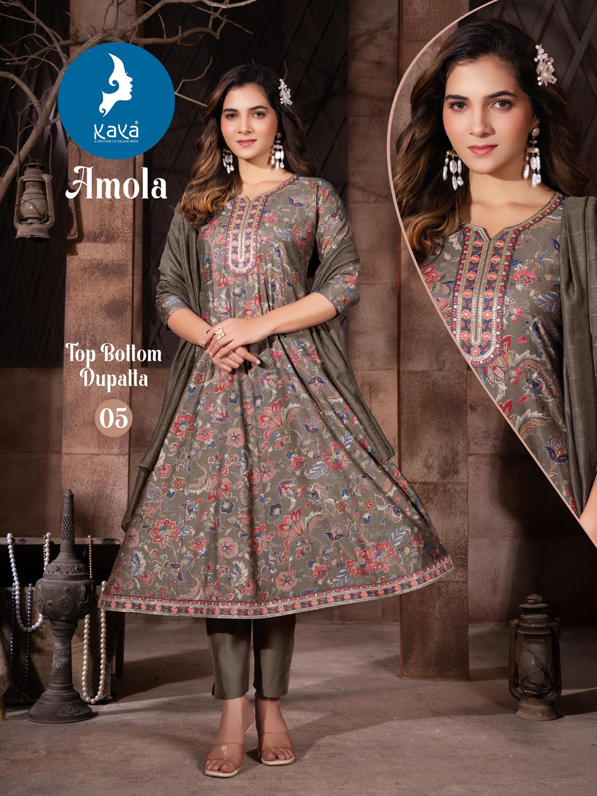 Kaya Kurti Amola Wholesale Anarkali Kurti With Bottom Dupatta Catalog - Image 3