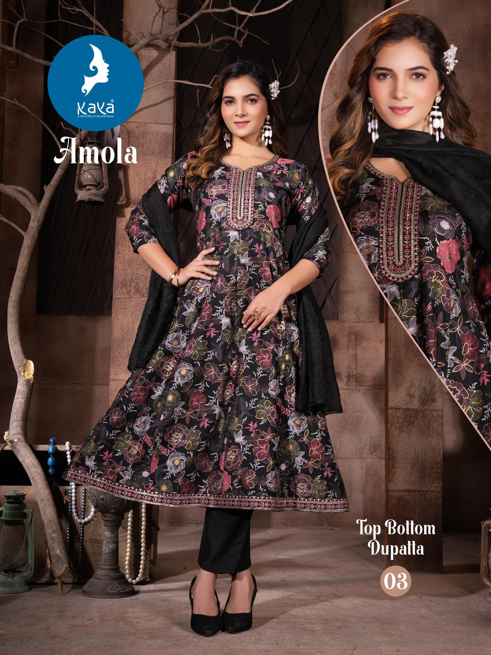 Kaya Kurti Amola Wholesale Anarkali Kurti With Bottom Dupatta Catalog - Image 6
