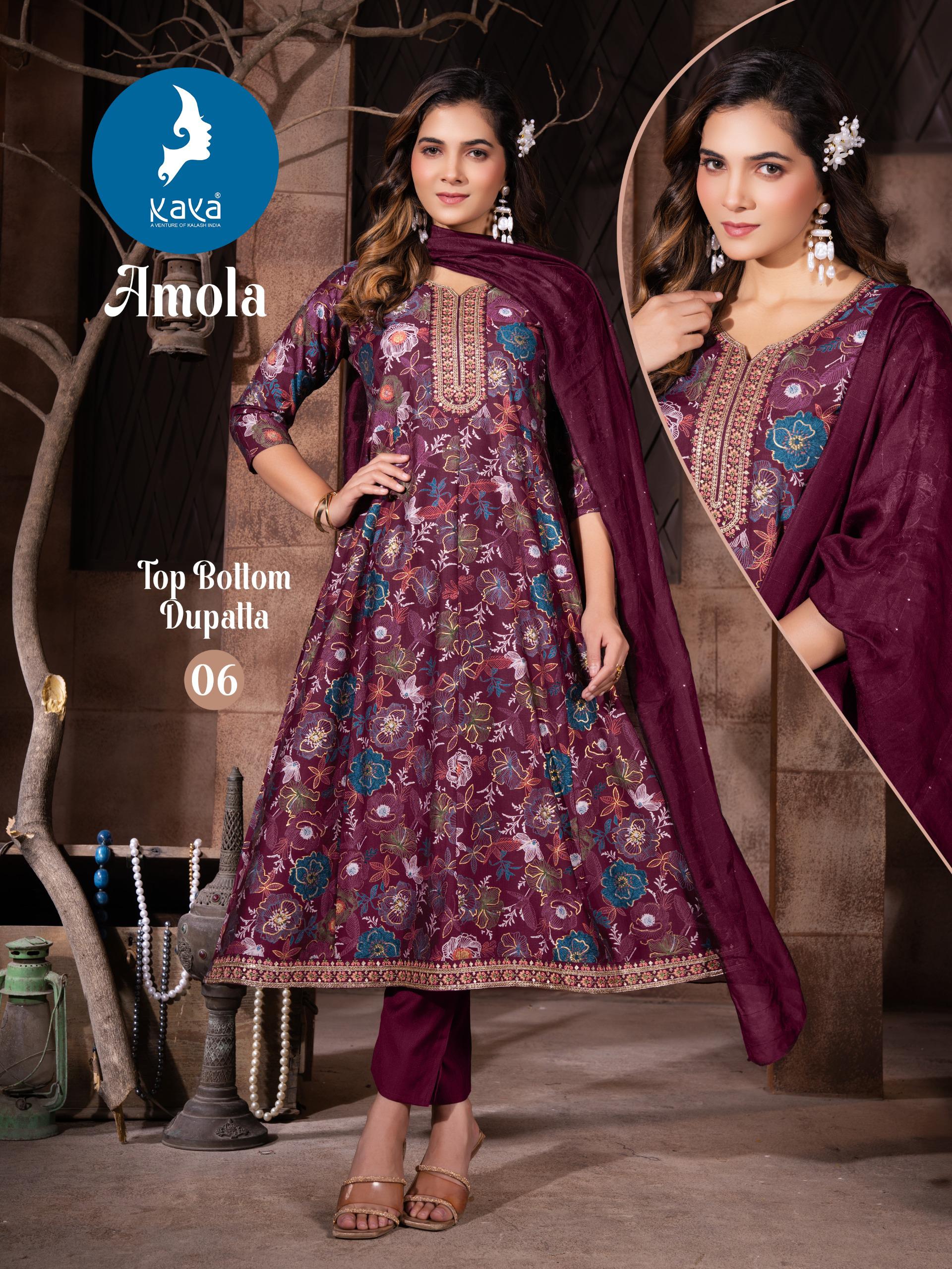 Kaya Kurti Amola Wholesale Anarkali Kurti With Bottom Dupatta Catalog - Image 8